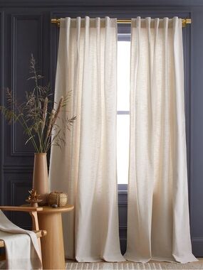 NWOT QUINCE Set Of 2 48x96 Cotton Slub Curtains Natural 0374